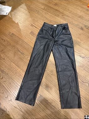 Aritzia Men's Black Faux-Leather Straight-Leg Pants